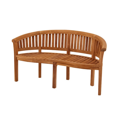 Bowood curved teak banana bench, 3 seater 168cm